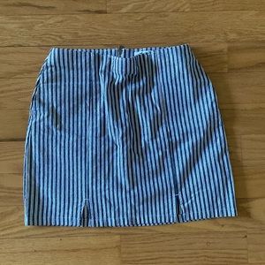 Navy and white striped skirt
